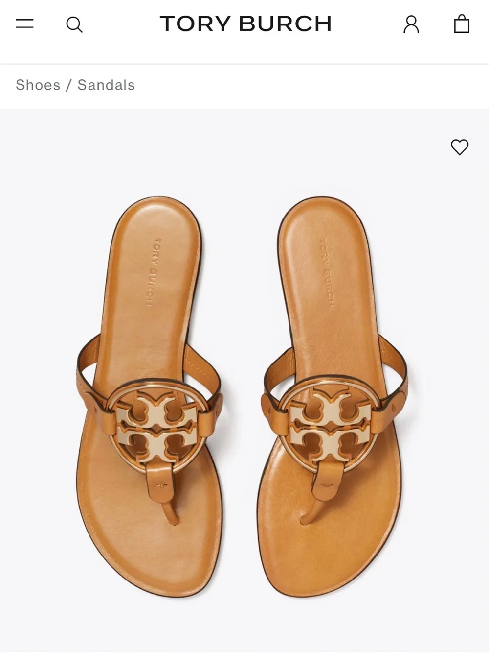 Tory Burch Tan Metal Miller Logo Thong Sandals